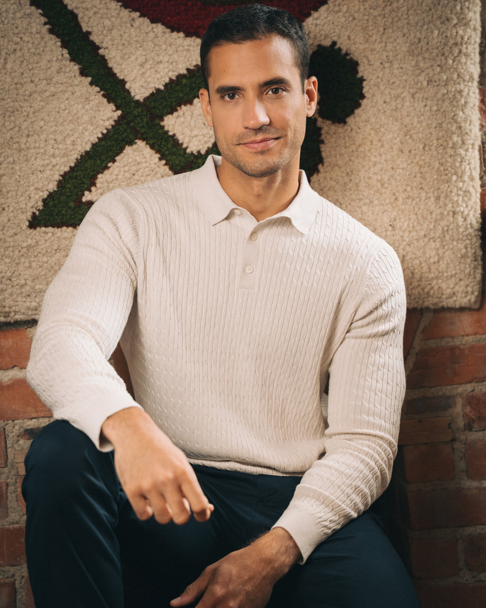 Cotton Long-sleeve Polo – Ivory