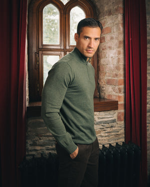 Cotton Quarter Zip Jumper – Green