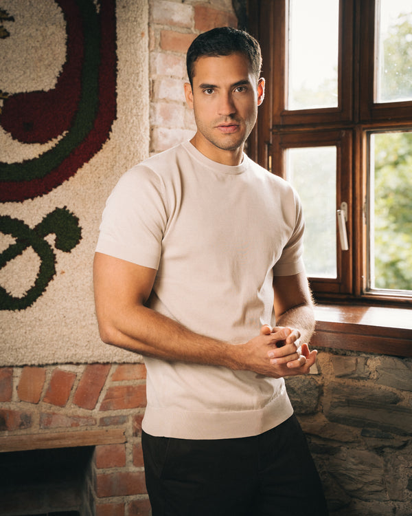 Silk Cotton Knit Tee – Sand