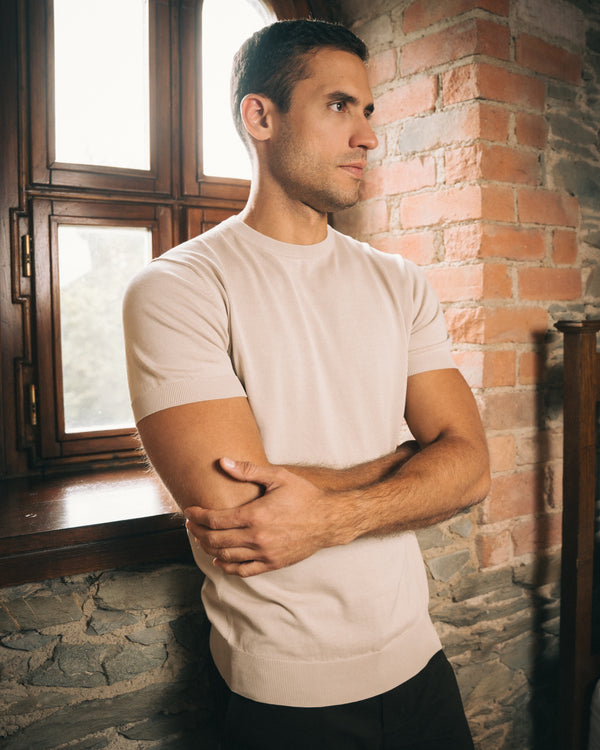 Silk Cotton Knit Tee – Sand