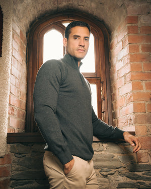 Cotton Quarter Zip Jumper – Dark Grey