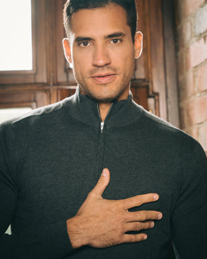 Cotton Quarter Zip Jumper – Dark Grey