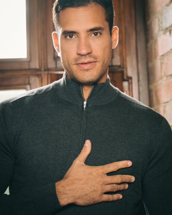 Cotton Quarter Zip Jumper – Dark Grey
