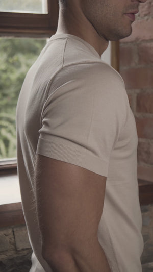 Silk Cotton Knit Tee – Sand